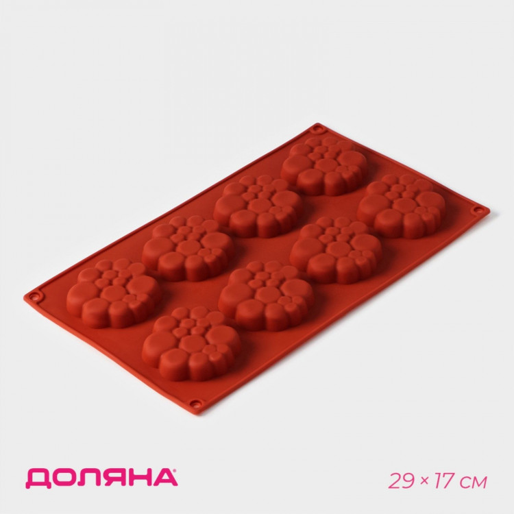 Форма для выпечки Доляна «Пузыри», силикон, 29×17×1,5 см, 8 ячеек (6×6×1,5 см), цвет коричневый 