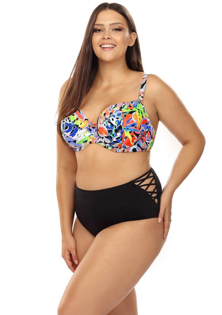 Раздельный купальник plus size с принтом на лифе 