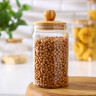 Стеклянная банка для сыпучих продуктов с бамбуковой крышкой «Эко» (1,05 л.)