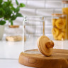 Стеклянная банка для сыпучих продуктов с бамбуковой крышкой «Эко» (1,05 л.)