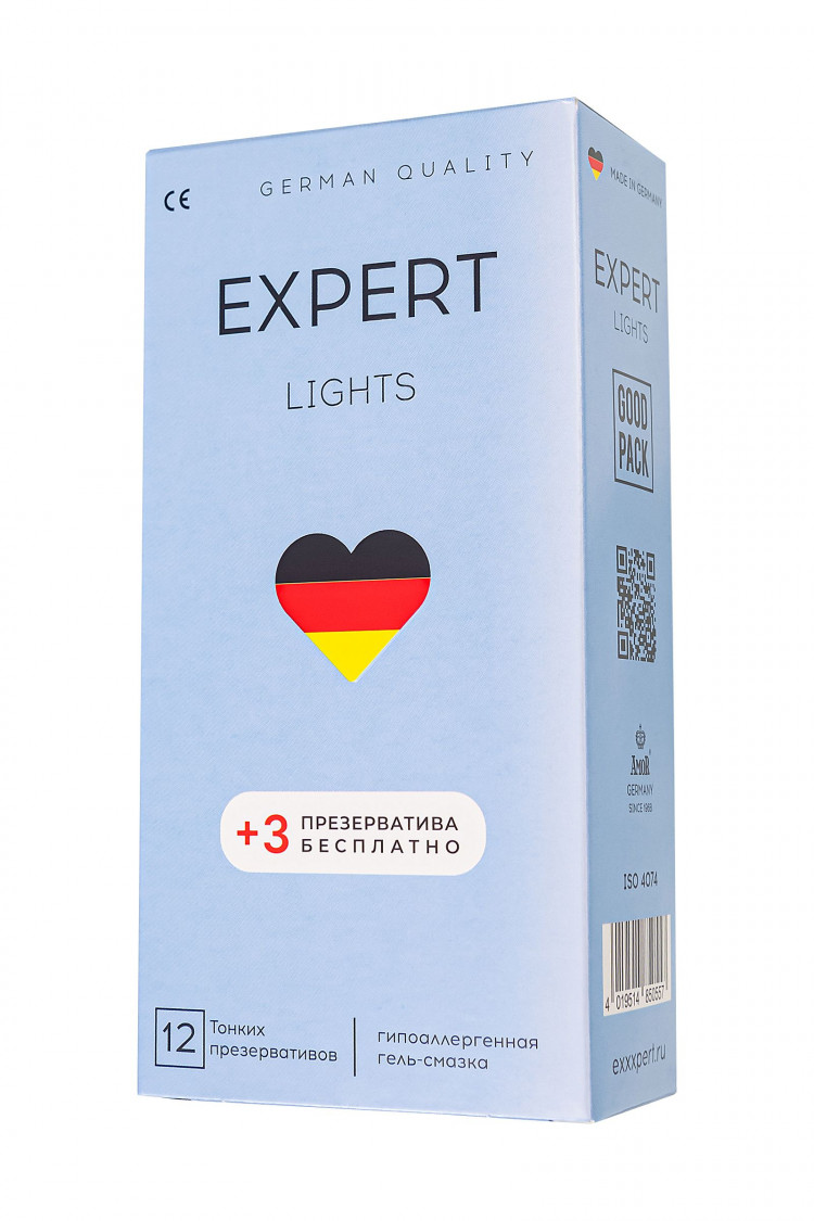 Ультратонкие презервативы EXPERT Lights - 12 шт.(+3 в подарок) 