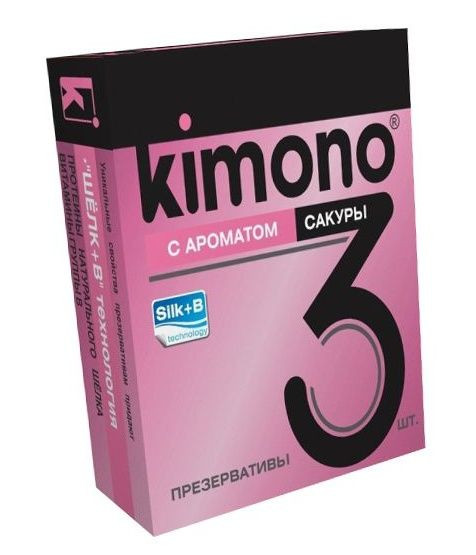 Презервативы KIMONO с ароматом сакуры - 3 шт. 