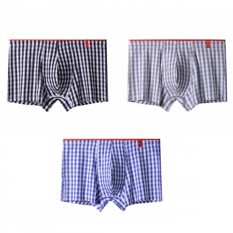 Набор из 3 мужских трусов-боксеров в клетку 