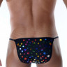 Черные мужские трусы-танга с разноцветными сердечками Черные мужские трусы-танга с разноцветными сердечками