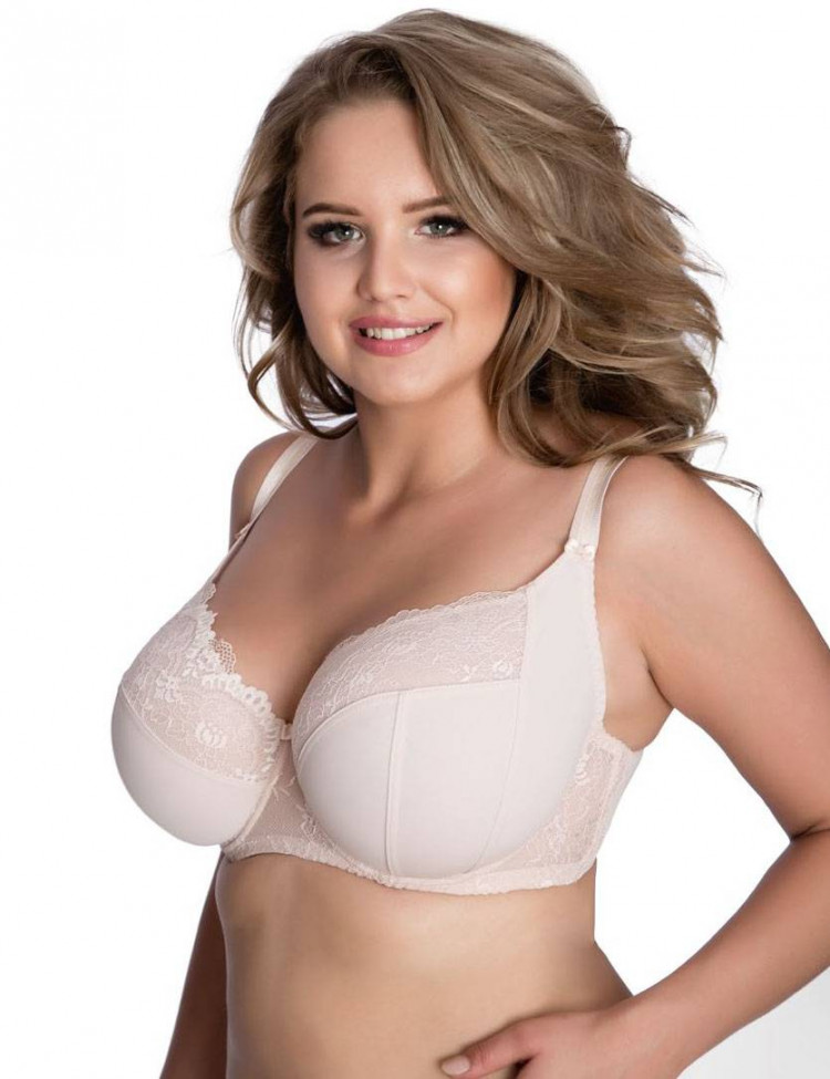 Бюстгальтер на косточках с мягкими чашками plus size и кружевом 