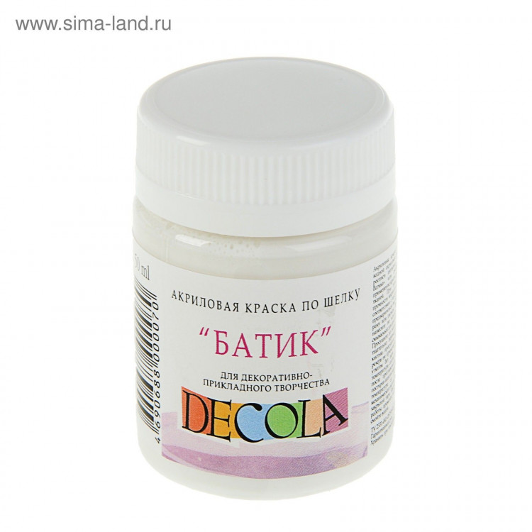 Краска по шелку  Батик , банка 50 мл, ЗХК Decola, Белая 4428104 (акриловая на водной основе) 