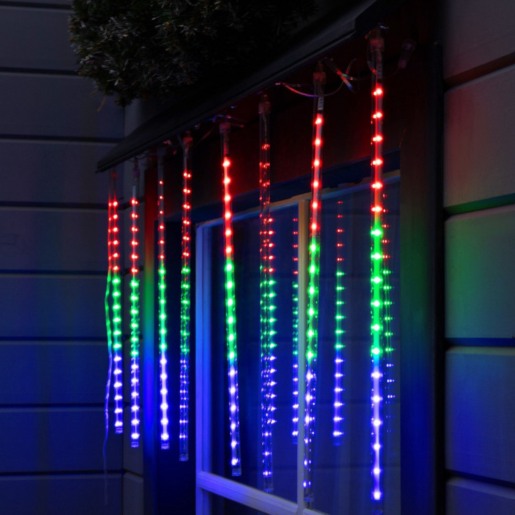 Гирлянда «Сосульки» 2.4 × 0.5 м, IP44, прозрачная нить, 96 LED, свечение мульти с эффектом стекания, 12 В 