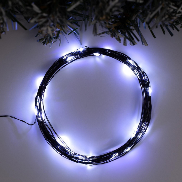Гирлянда «Нить» 5 м роса, IP20, чёрная нить, 50 LED, свечение белое, USB 