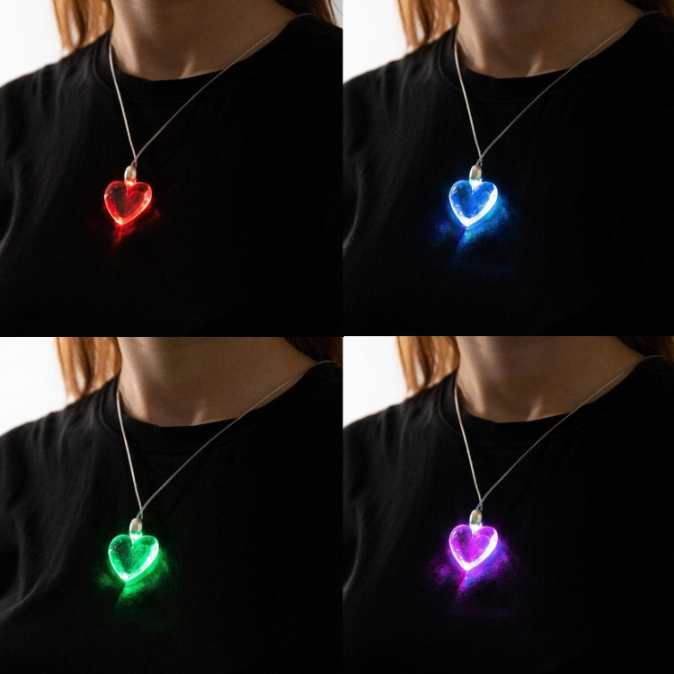 Светодиодный кулон «Сердце» 60 см, батарейки, свечение мульти (RGB) 