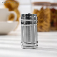 Солонка из нержавеющей стали «Металлик», 120 мл, 4,3×8 см, цвет серебряный Солонка из нержавеющей стали «Металлик», 120 мл, 4,3×8 см, цвет серебряный