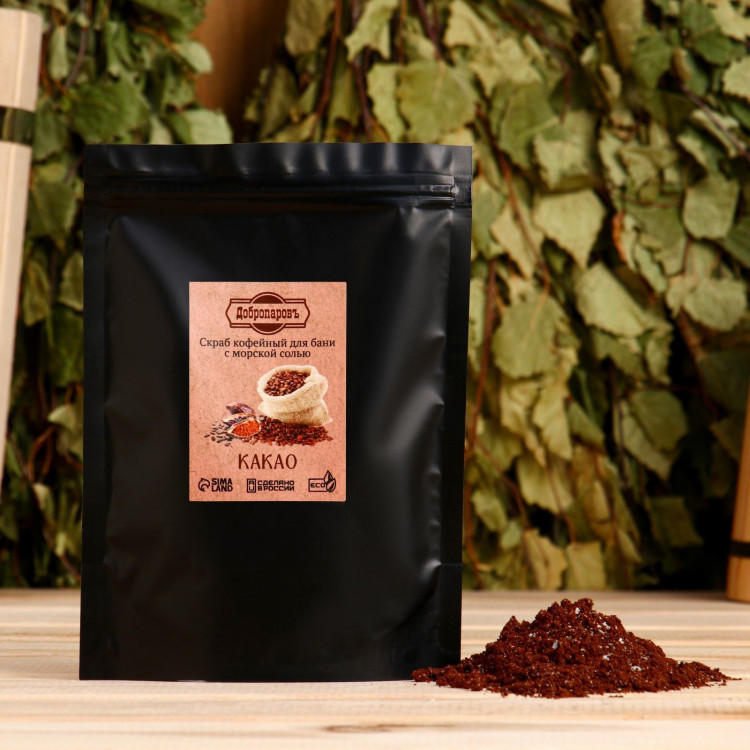 Кофейный скраб для бани «Какао» с морской солью - 100 гр. 