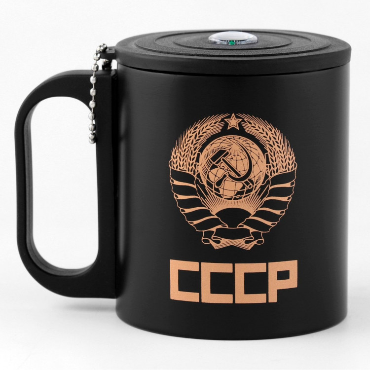 Черная термокружка «СССР» (180 мл.) 
