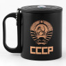 Черная термокружка «СССР» (180 мл.)