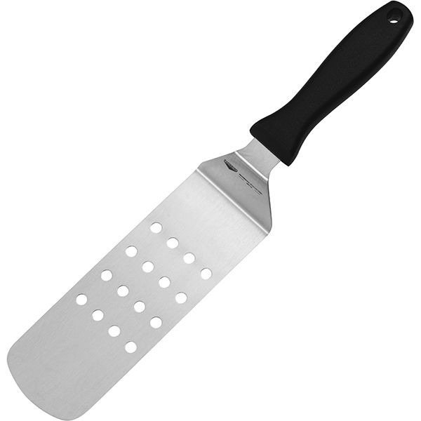 Лопатка изогнут. для гриля перфорир.;сталь нерж.,полипроп.;,L=370/240,B=72мм;металлич.,черный 