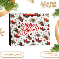 Новый год. Пакет ламинированный горизонтальный  Снегири ,49 х 40 х 19 см.