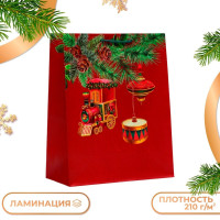 Новый год. Пакет подарочный  Паровоз , 26 х 32 х 12 см.