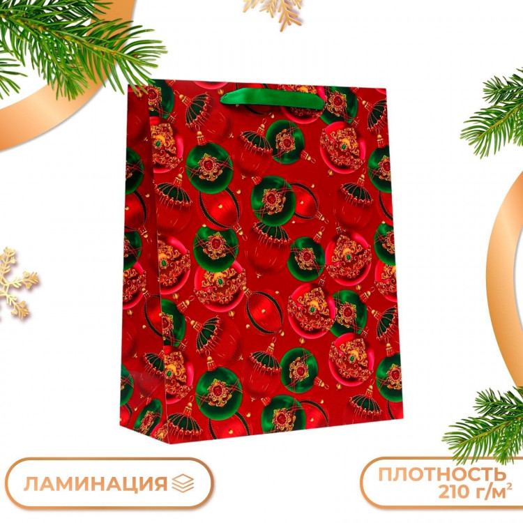 Новый год. Пакет подарочный  Шары , 33 х 42,5 х 15 см. 