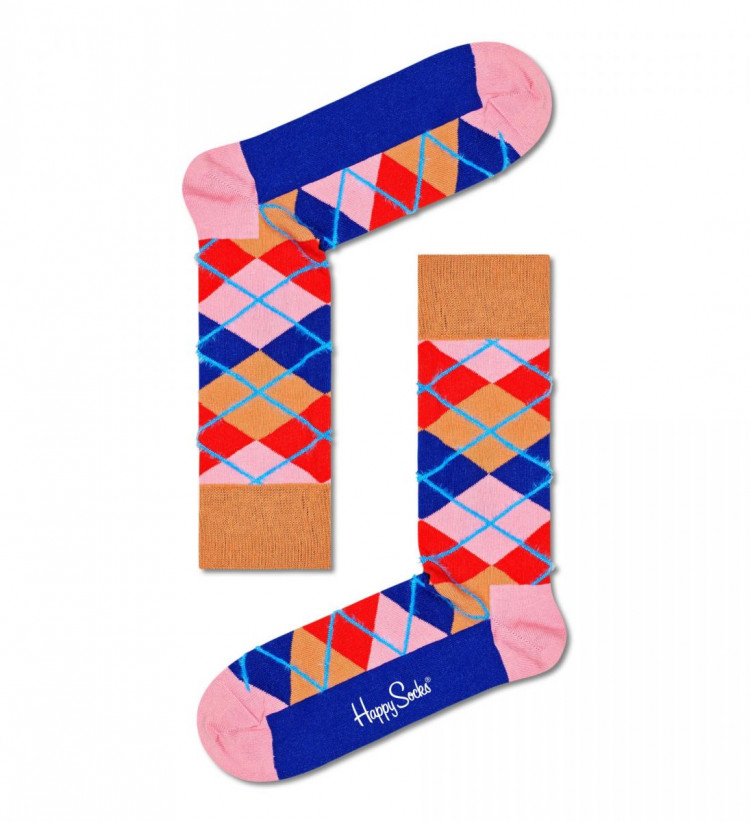 Розовые носки унисекс Argyle Sock с цветными клетками 