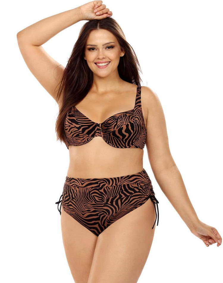 Раздельный купальник plus size с полосками зебры 