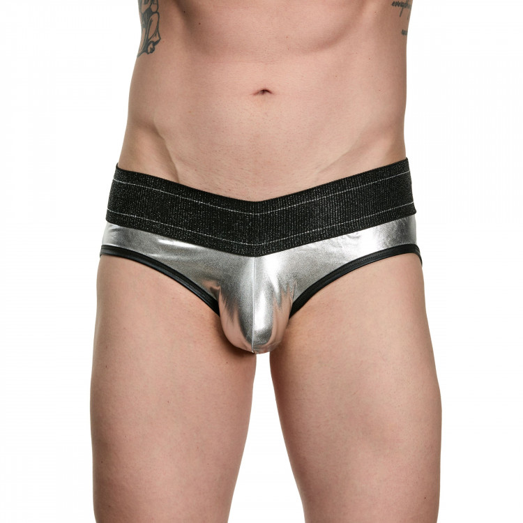 Мужские блестящие серебристо-черные трусы-джоки 