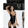 Боди Katherin из материала wetlook на шнуровке