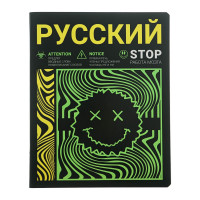 Тетрадь предметная  Неоновый смайл , 48 листов в линию  Русский язык , обложка мелованный картон, неоновая краска, блок 65 г/м