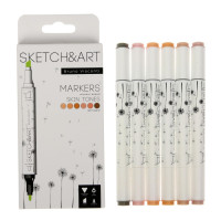Набор художественных маркеров 6 цветов SKETCH&ART  Портрет 