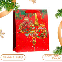 Новый год. Пакет подарочный  Новогодний привет  ,люкс 26 х 32 х 12 см.