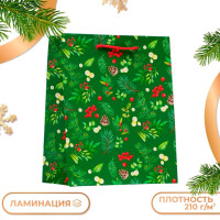Новый год. Пакет подарочный  Веточки , 18 х 22,3 х 10 см.