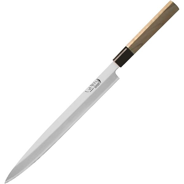 Нож янагиба для суши,сашими;сталь нерж.,бук;,L=450/300,B=35мм;св. дерево,металлич. 