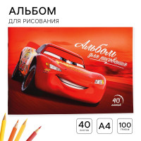 Альбом для рисования А4, 40 листов 100 г/м², на скрепке, Тачки!