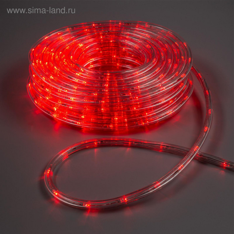 Световой шнур Luazon Lighting 10 мм, IP65, 20 м, 24 LED/м, 220 В, 8 режимов, свечение красное 