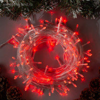Гирлянда «Нить» 20 м, IP20, прозрачная нить, 200 LED, свечение красное, 8 режимов, 220 В