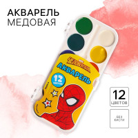 Акварель медовая «Человек-паук», 12 цветов, без кисти-