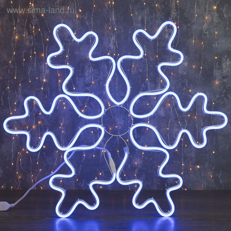 Неоновая фигура «Снежинка», 67 см, 600 LED, 220 В, свечение синее 