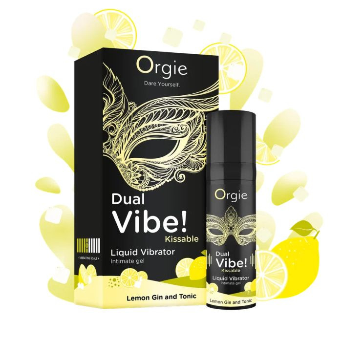 Съедобный жидкий вибратор Dual Vibe! со вкусом лимонного джина с тоником - 15 мл. 