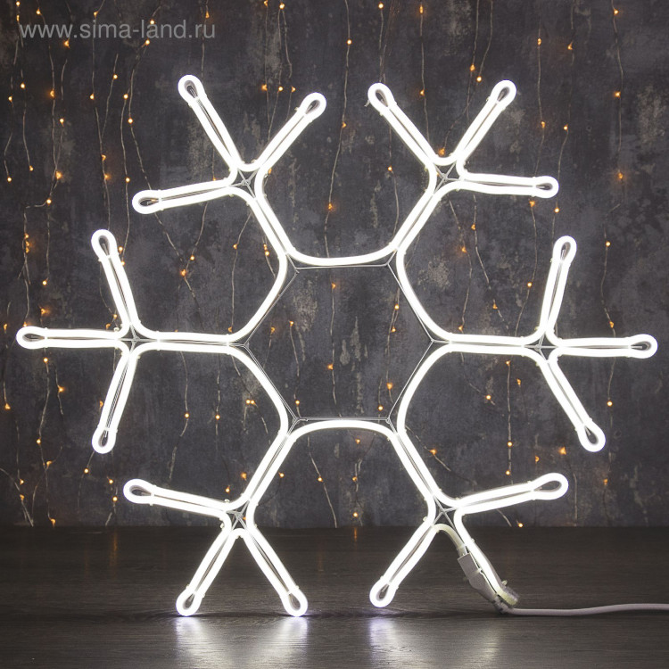 Неоновая фигура «Снежинка», 60 см, 600 LED, 220 В, свечение белое 