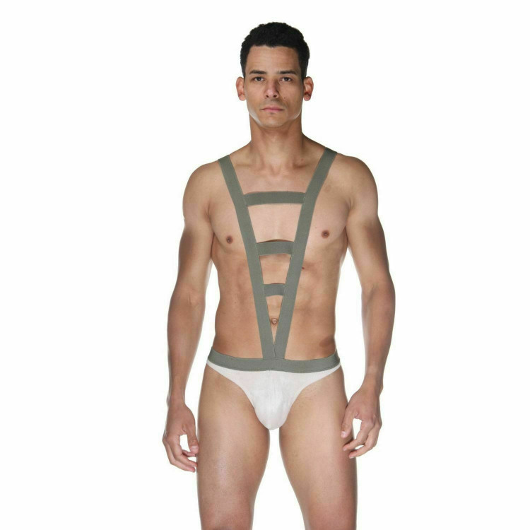 Оригинальное мужское боди с эластичными ремешками 